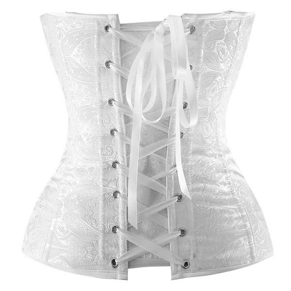 White Lace Up Brocade Corset