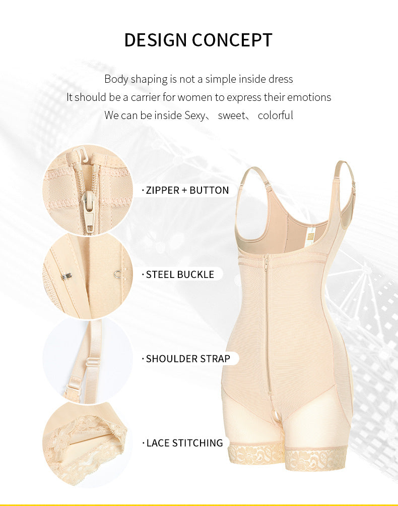 Wholesale Full Body Shaper Zipper Open Crotch Lace Firm