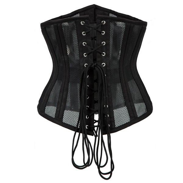Underbust Real Leather Slimming Corset for Men Lacing Steel Boned Back  Support