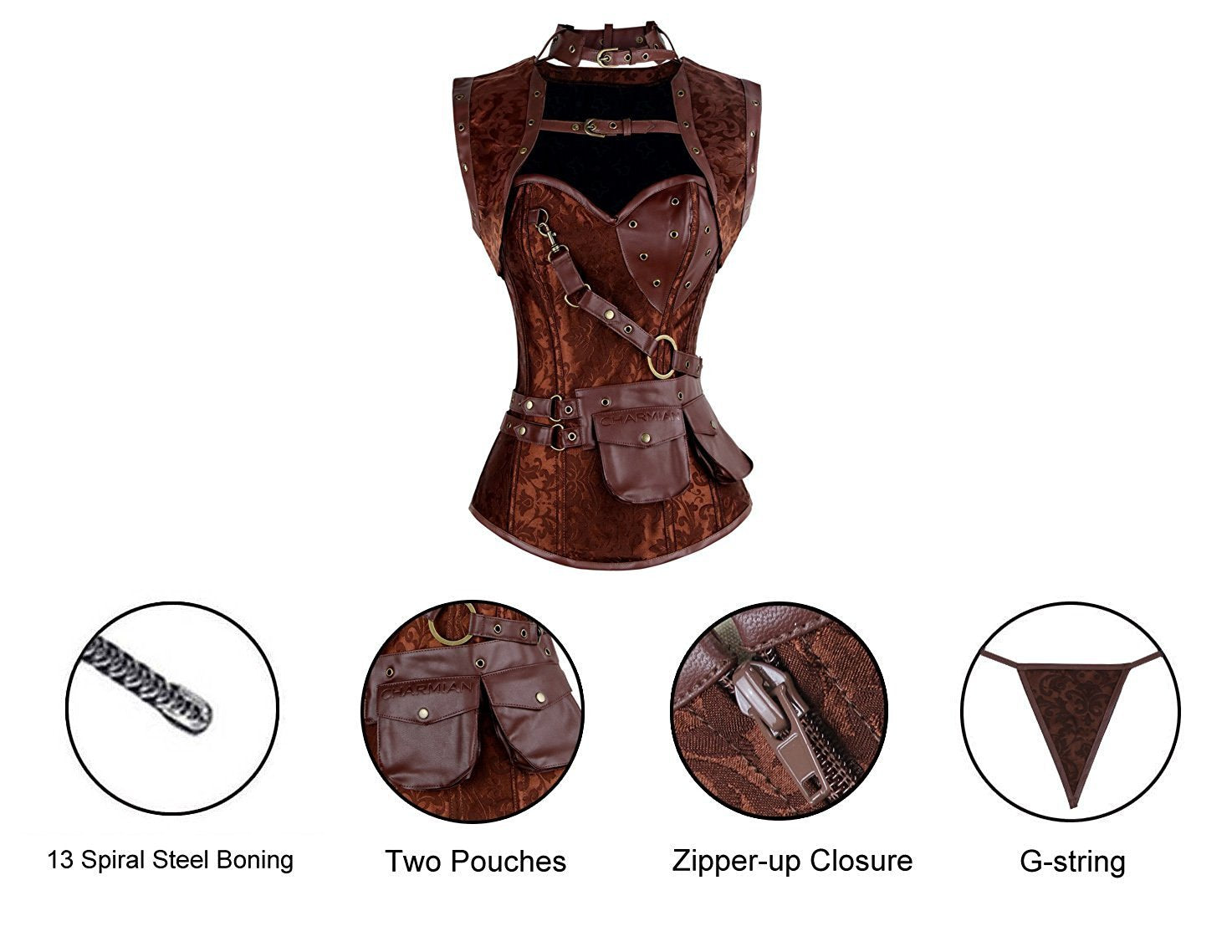 Steampunk Corset with Detachable Belt & Jacket in Ecstasy Pattern -  Medieval Collectibles