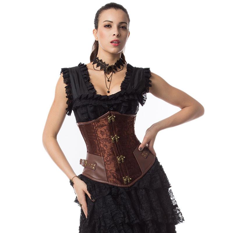 Steampunk Overbust Corset with Antique Metal Clasps - VG-0046 - Medieval  Collectibles
