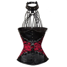New European And American Court Dress Brown 14 Steel Bone Punk Leather  Corset With Belt Halter Neck Shapewear