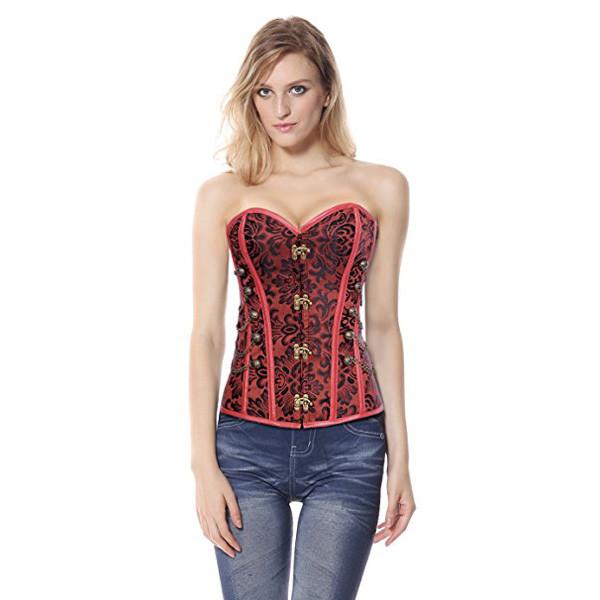 Wholesale Steampunk Lace Up Brocade Corset with Chains