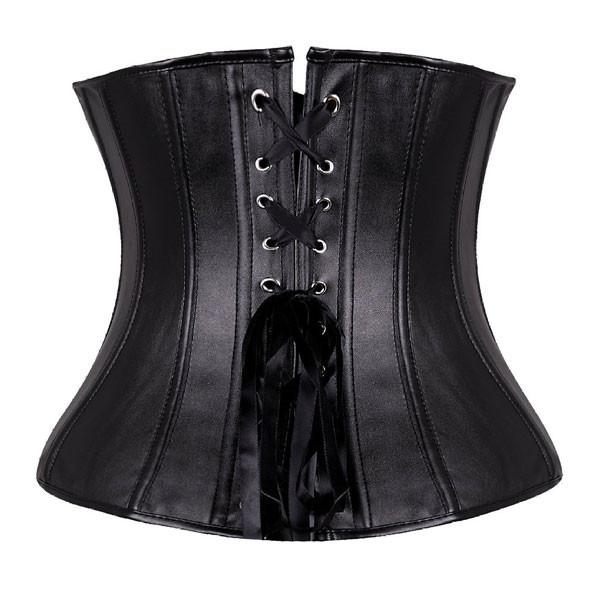 Buy Bslingerie Womens Faux Leather Zipper Front Bustier Corset (S, Black)  at